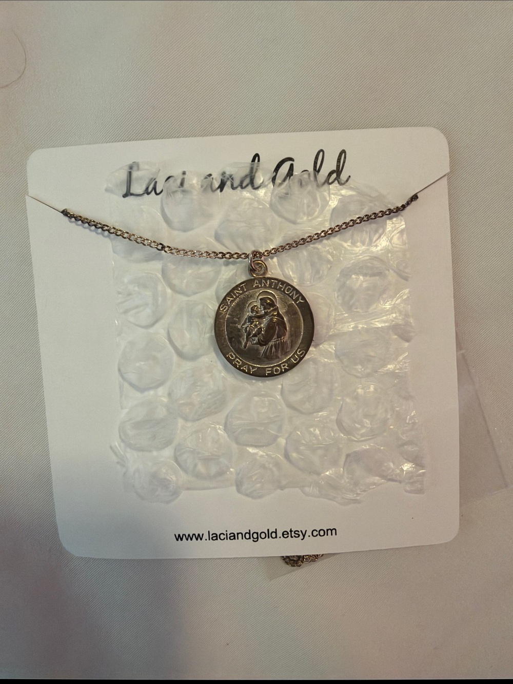 Silver Saint Anthony Medal Necklace